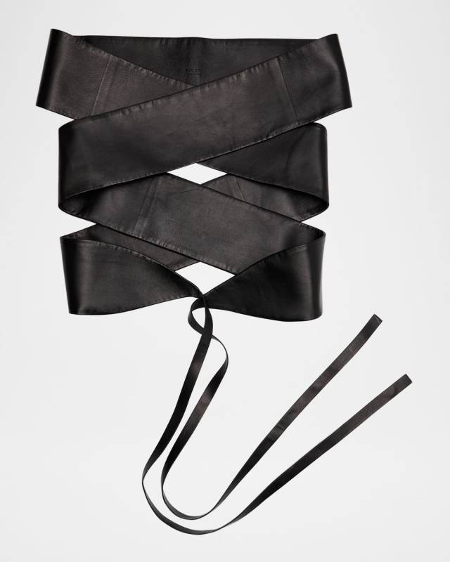 Wide Leather Wrap Belt